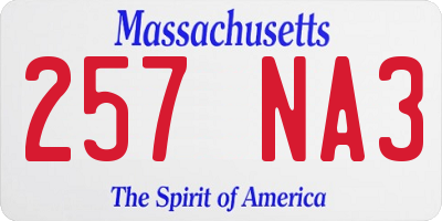 MA license plate 257NA3