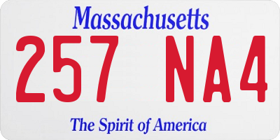MA license plate 257NA4