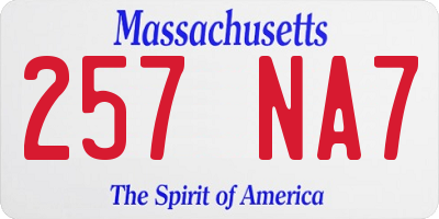 MA license plate 257NA7