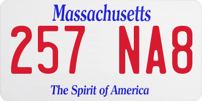 MA license plate 257NA8