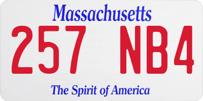 MA license plate 257NB4