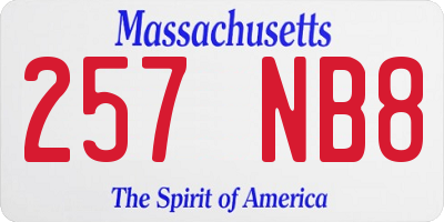 MA license plate 257NB8