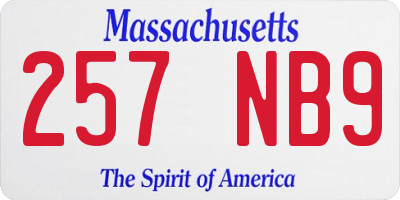 MA license plate 257NB9