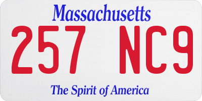 MA license plate 257NC9