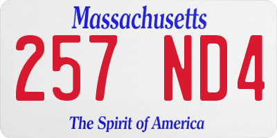 MA license plate 257ND4