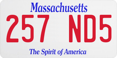 MA license plate 257ND5