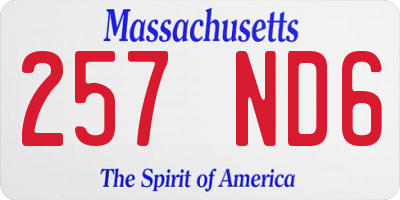 MA license plate 257ND6