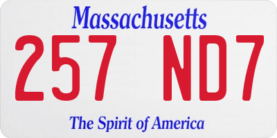 MA license plate 257ND7