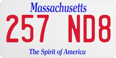 MA license plate 257ND8