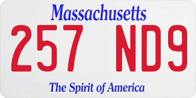 MA license plate 257ND9