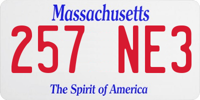 MA license plate 257NE3