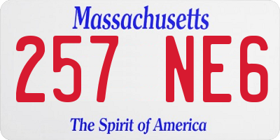 MA license plate 257NE6
