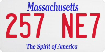 MA license plate 257NE7