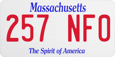 MA license plate 257NF0