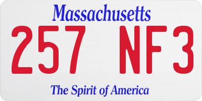 MA license plate 257NF3