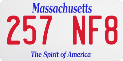 MA license plate 257NF8
