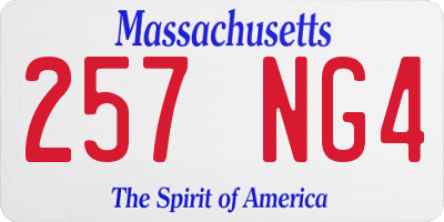 MA license plate 257NG4