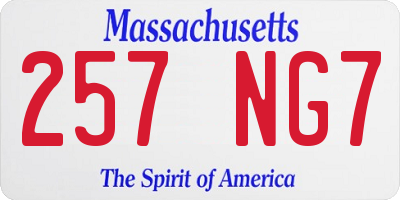 MA license plate 257NG7