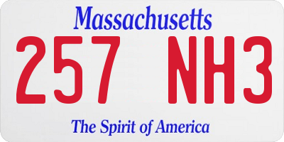 MA license plate 257NH3