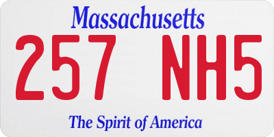 MA license plate 257NH5