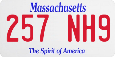 MA license plate 257NH9