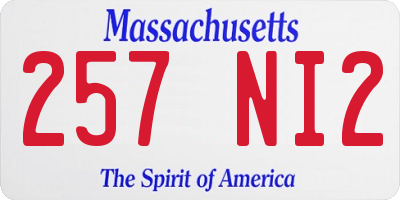 MA license plate 257NI2