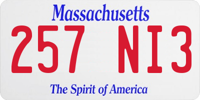 MA license plate 257NI3