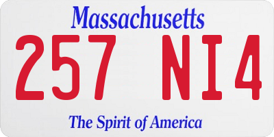 MA license plate 257NI4