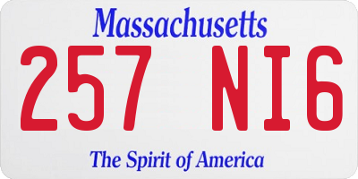MA license plate 257NI6