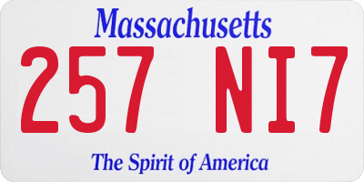 MA license plate 257NI7