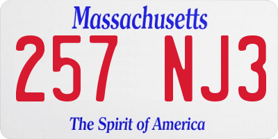 MA license plate 257NJ3