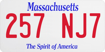MA license plate 257NJ7