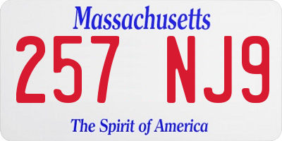 MA license plate 257NJ9
