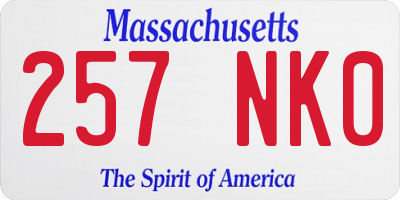 MA license plate 257NK0