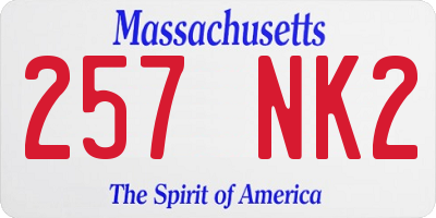 MA license plate 257NK2