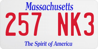 MA license plate 257NK3