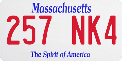 MA license plate 257NK4