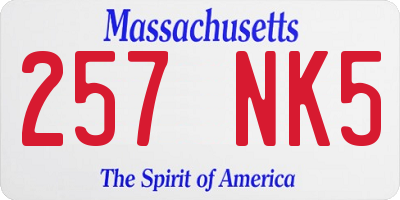 MA license plate 257NK5