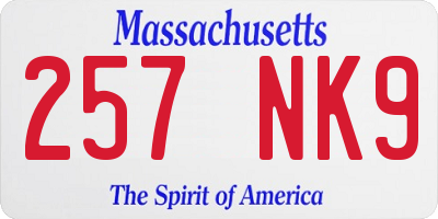 MA license plate 257NK9