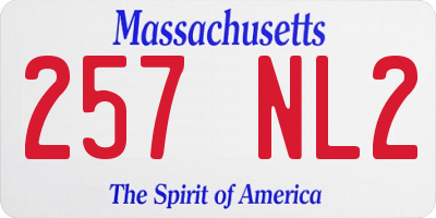MA license plate 257NL2