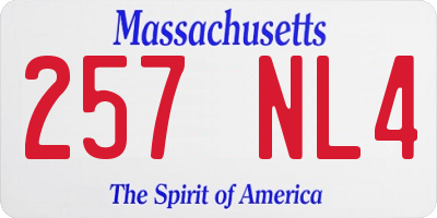 MA license plate 257NL4