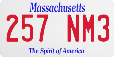 MA license plate 257NM3