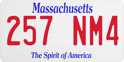 MA license plate 257NM4