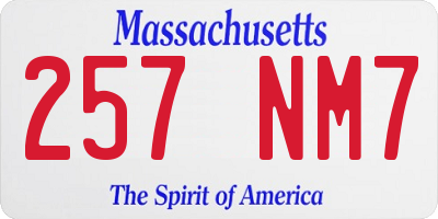MA license plate 257NM7
