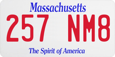 MA license plate 257NM8