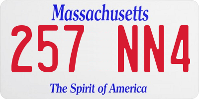MA license plate 257NN4