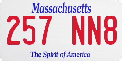 MA license plate 257NN8