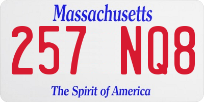 MA license plate 257NQ8