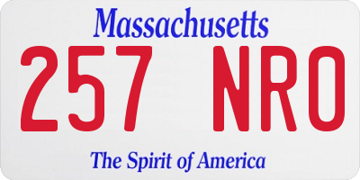 MA license plate 257NR0