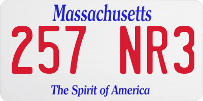 MA license plate 257NR3